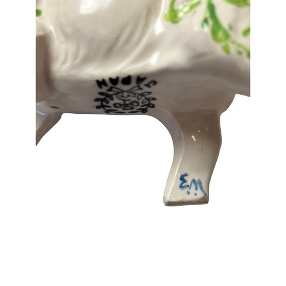 Handcrafted PORCELAIN White TRUNK UP Elephant Gold &Floral Figurine-Japan/SIGNED - Picture 11 of 14